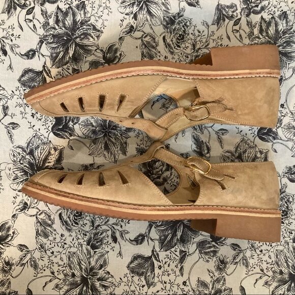 ZARCO Sz 10 Fisherman Suede T-Post Sandals Made in Portugal by Carlos Santana - Picture 6 of 10